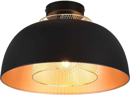 Trio Lighting Punch Πλαφονιέρα Οροφής 35εκ. Μαύρη με Ντουί E27