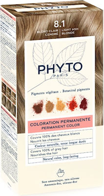 Phyto Phytocolor Set Hair Dye no Ammonia 8.1 Blonde Clair Centre Light Blonde Ash 50ml