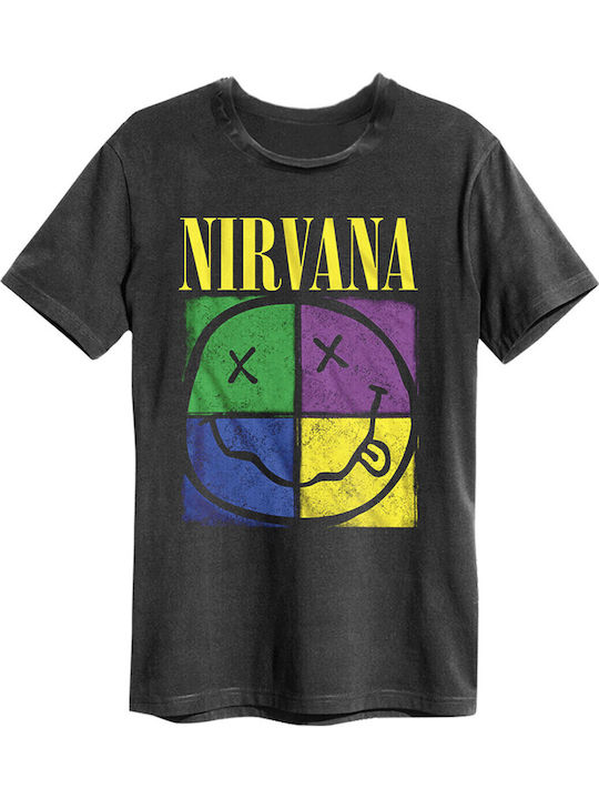 Pegasus Four Squares Smiley Tricou Nirvana Gri