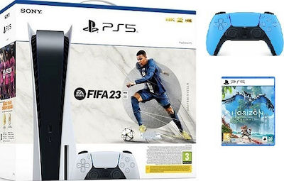 Sony PlayStation 5 με FIFA 23 (Voucher) & Dualsense Ice Blue & Horizon Forbidden West