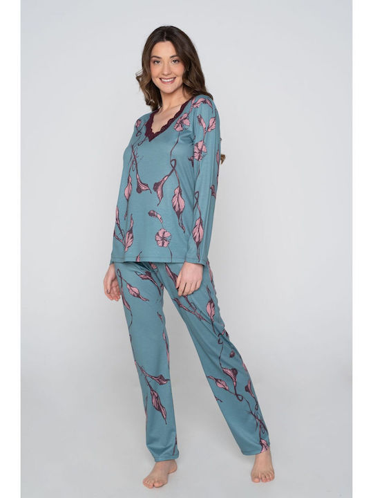 Jeannette Lingerie Winter Damen Pyjama-Set Ciel