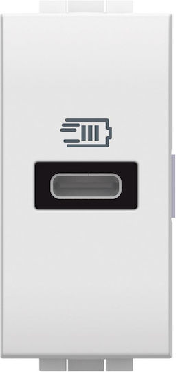Bticino Walled Power Socket with 1 USB Type C Port White
