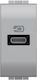 Bticino Walled Power Socket with 1 USB Type C Port Gray