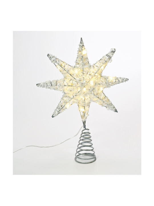 Aca Christmas Star Illuminated Ornament Silver