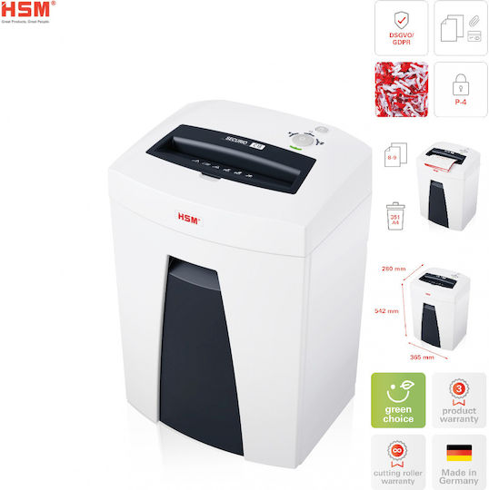HSM Aktevernichter Securio C18 Mikroschnitt 9 Blätter mit Behälter 25Es