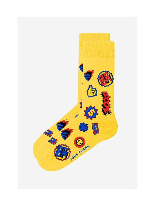 John Frank Ανδρικές Κάλτσες με Σχέδια Yellow Boom