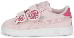 Puma Kids Sneakers for Girls with Hoop & Loop Closure Pink