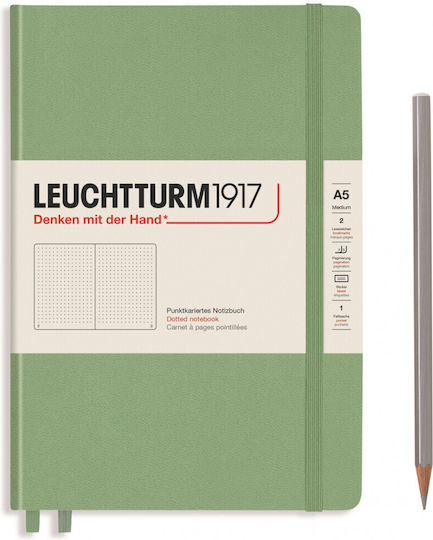 Leuchtturm1917 Carnet 125 Foi A5 cu Puncte și Elastic Verde