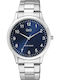 Q&Q Herrenuhr 40mm Batterie mit Silber Metallarmband