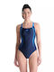 Arena Pro Back Graphic Athletic One-Piece Swimsuit Navy Blue