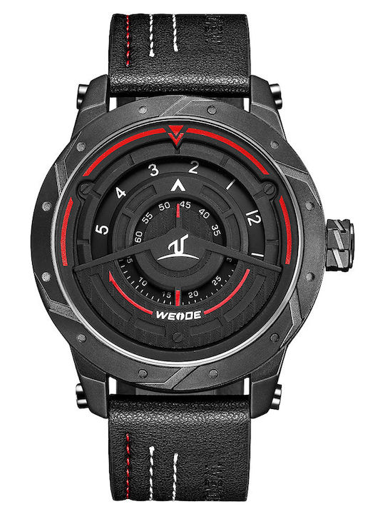 Weide Men's Watch 46mm Battery with Black Leath...