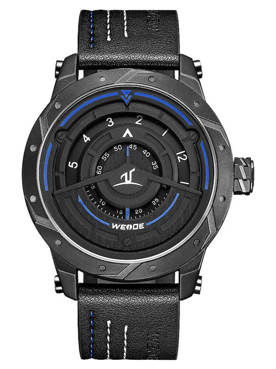 Weide Men's Watch 46mm Battery with Black Leath...