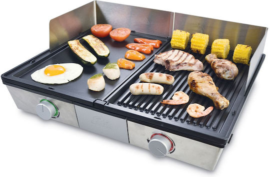 Solis Deli Tischplatte Elektrogrill Glatte und Geriffelte Platte 1200W mit einstellbarem Thermostat 49.5cmx18.5cmcm