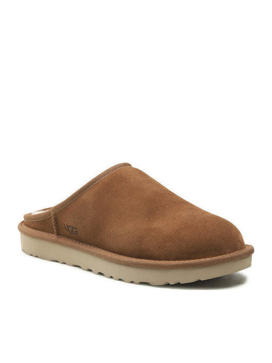 1129290 Men's Leather Slippers Brown