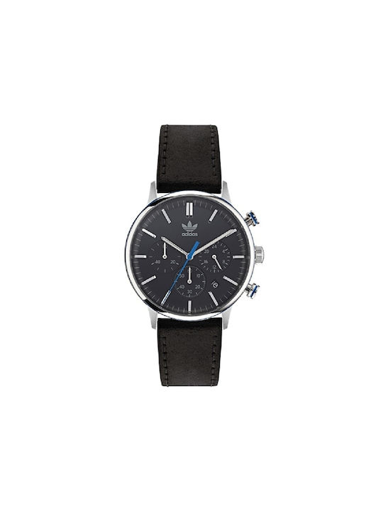 Adidas Code One Watch Chronograph Battery with Black Leather Strap