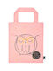 Moses Owls Cotton Shopping Bag In Pink Colour