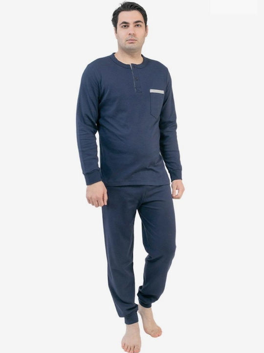 Nina Club Men's Winter Cotton Pajamas Set Navy Blue