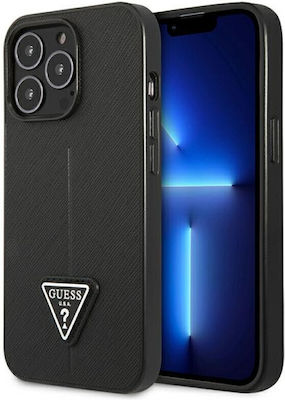 Guess Saffiano Triangle Logo Plastic Back Cover Black (iPhone 14 Pro)