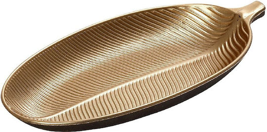 Espiel Oval Plastic Decorative Platter Feather Gold 40x17cm