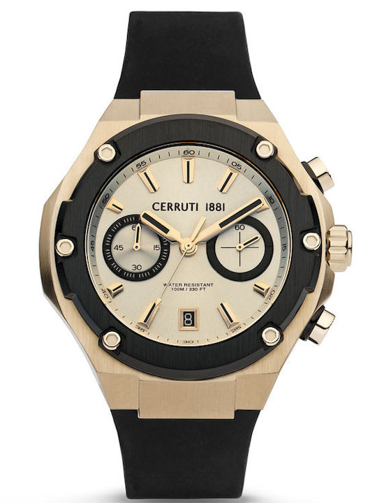 Lucardo Herrenuhr 44mm Chronograph Batterie mit Schwarz Kautschukarmband