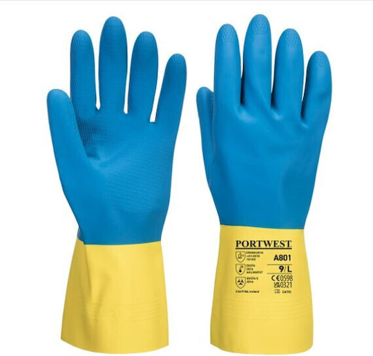 Portwest Waterproof Gloves for Work Blue Latex 1pcs