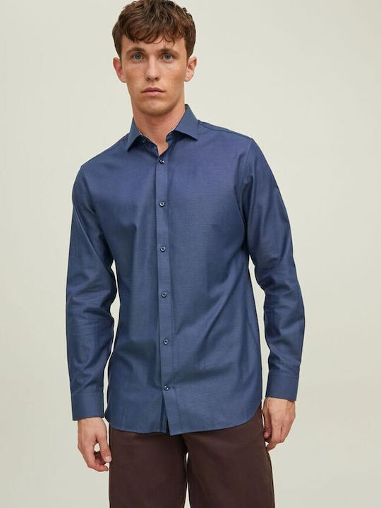 Jack & Jones Men's Shirt Long Sleeve Cotton Blue