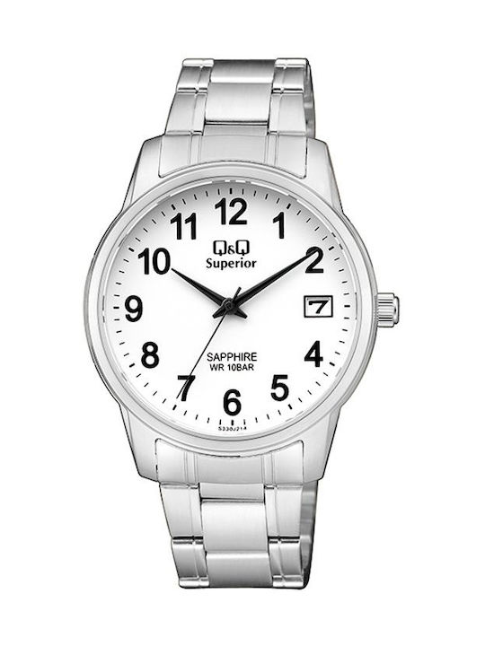 Q&Q Watch Battery with Silver Metal Bracelet