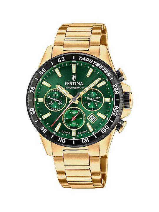 Festina Uhr Chronograph Batterie mit Gold Metal...