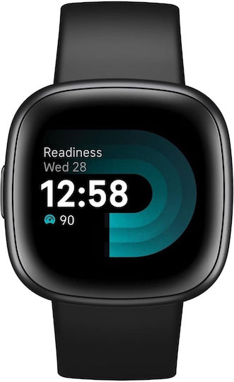 Fitbit Versa 4 Aluminium 41mm Αδιάβροχο Smartwatch με Παλμογράφο (Μαύρο)