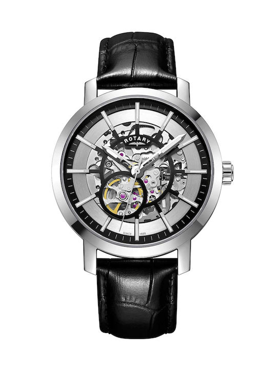 Rotary Greenwich Watch Automatic with Black Leather Strap