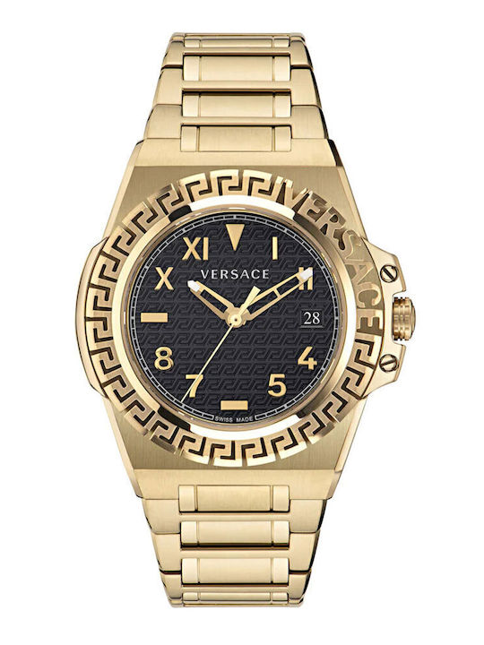 Versace Greca Reaction Herrenuhr 44mm Batterie mit Gold Metallarmband