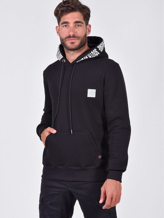 Clever Men's Sweatshirt with Hood and Pockets Black