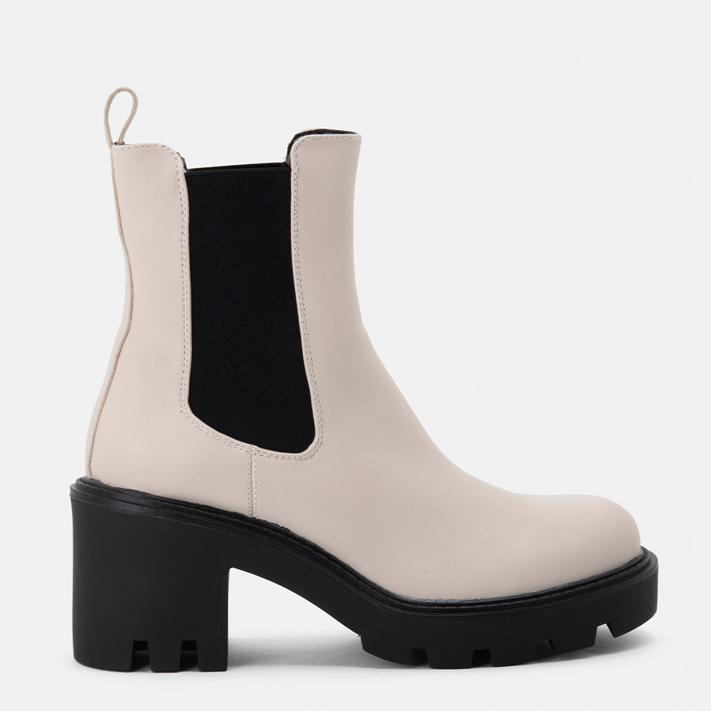 Bozikis X23308C800 Γυναικεία Chelsea Μποτάκια με Μεσαίο Τακούνι Μπεζ