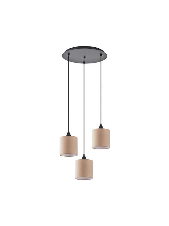 Home Lighting Pendant Light Three-Light Bell for Socket E27 Beige