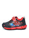 Spiderman Παιδικά Sneakers Ανατομικά με Σκρατς & Φωτάκια Μαύρα