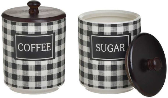 Click Sugar Coffee Jar with Lid Porcelain Black 900ml