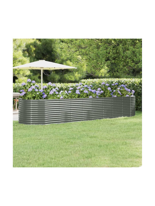 vidaXL Кутия за саксии Метал Сив 396x100x68см.
