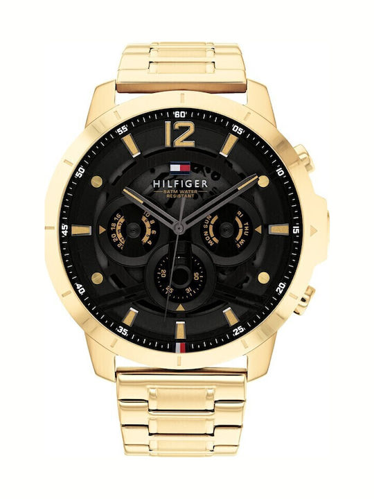 Tommy Hilfiger Luca Herrenuhr 50mm Chronograph Batterie mit Gold Rostfreien Stahlarmband