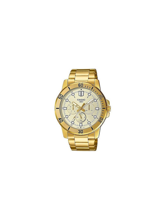 Casio Standard Watch Chronograph Battery with Gold Metal Bracelet
