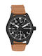 Oozoo Timepieces Ανδρικό Ρολόι 42mm Χρονογράφος Μπαταρίας με Πορτοκαλί Δερμάτινο Λουράκι
