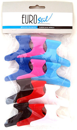 Eurostil Set of Multicolour Hair Claw Clips 12 Pieces
