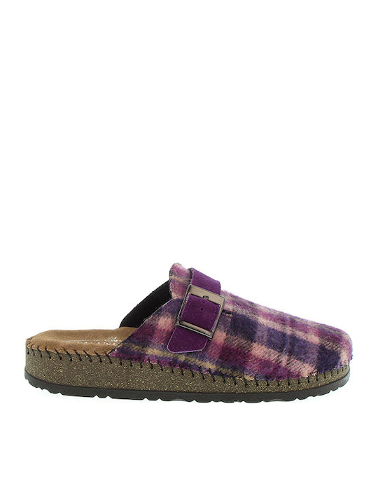 Leather Women's Winter Slippers Lilac
