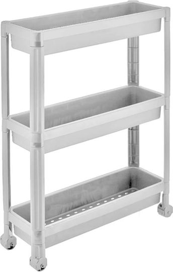 TnS Troleu De Bucătărie Din Plastic Cu 3 Locuri Alb 52x17x69cm