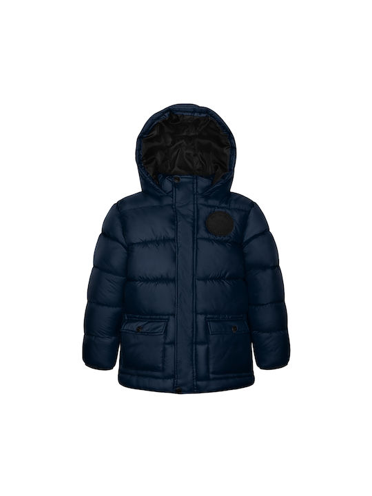 Minoti Kids Quilted Jacket short Hooded Navy Blue