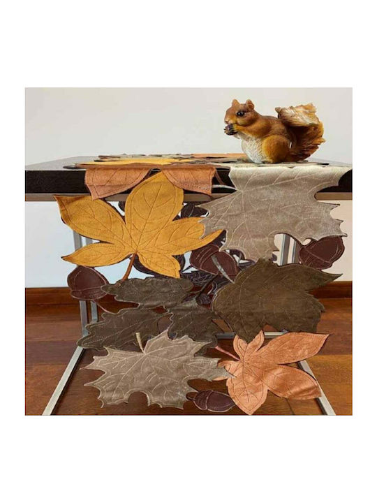 Liolios Home Ράνερ Brown Leaf Καφέ 40x160εκ.