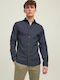 Jack & Jones Men's Shirt Long Sleeve Cotton Navy Blue