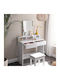 Wooden Makeup Dressing Table White with Mirror 80x40x140cm