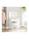 Wooden Makeup Dressing Table White with Mirror 80x40x132cm