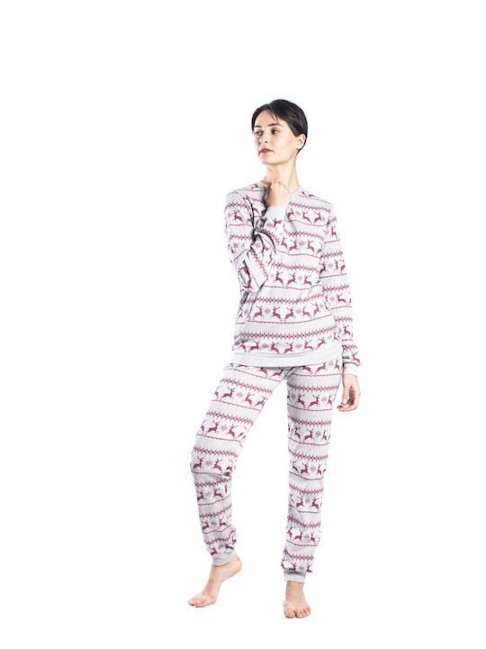 Dreams by Joyce Winter Damen Pyjama-Set Baumwolle Gray