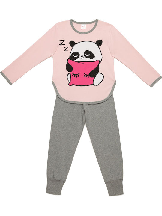 Minerva Παιδική Πιτζάμα Χειμωνιάτικη Ροζ Panda